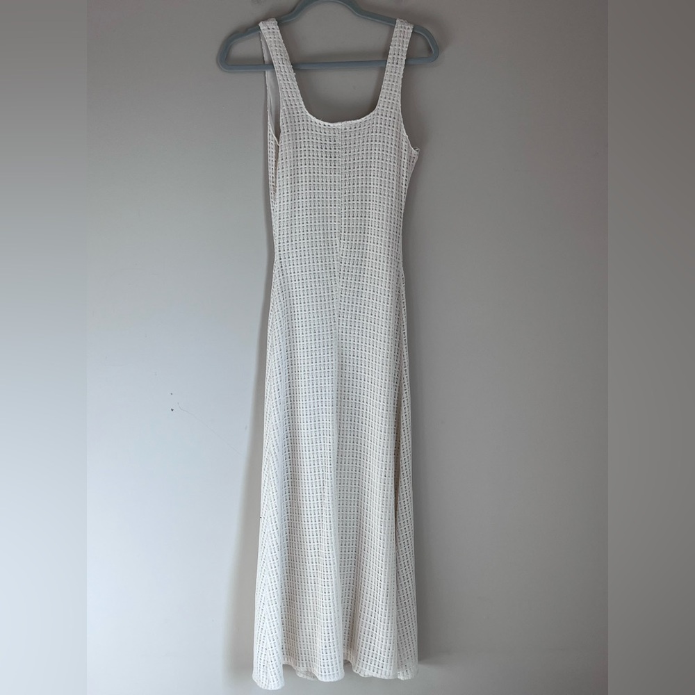 ZARA‎ CROCHET KNIT LONG MAXI DRESS EUC Cream Off White Sz XS - Picture 5 of 9